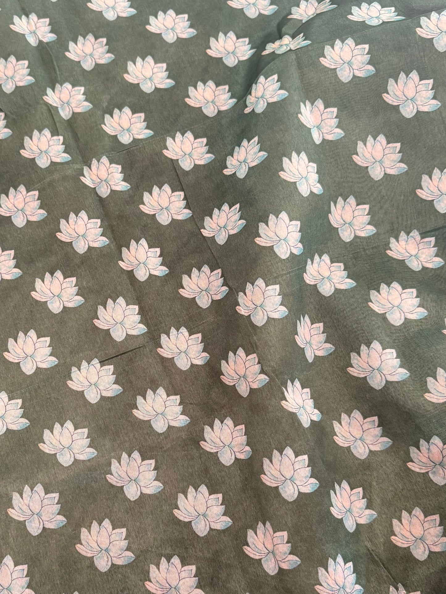 Semi Golden Lotus Saree