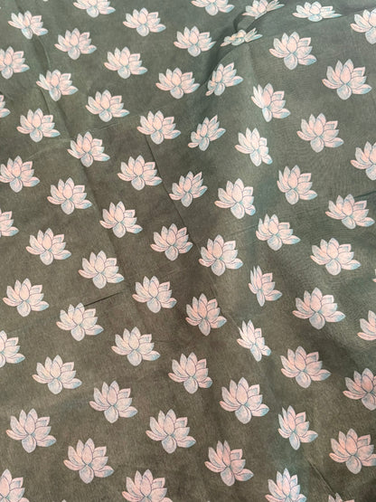 Semi Golden Lotus Saree