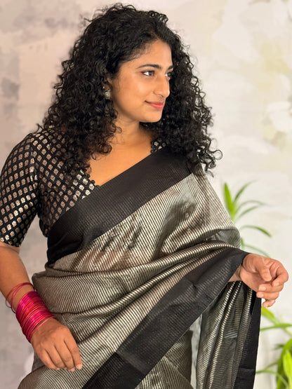 Organza stripe saree