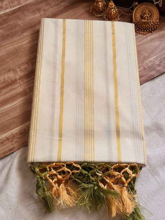 Stripe Cotton saree