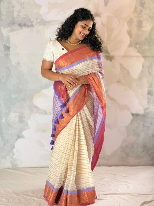 Mul Mul Kanchi Border saree