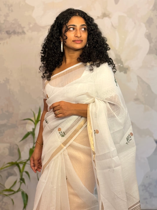 Shaded semi linen saree