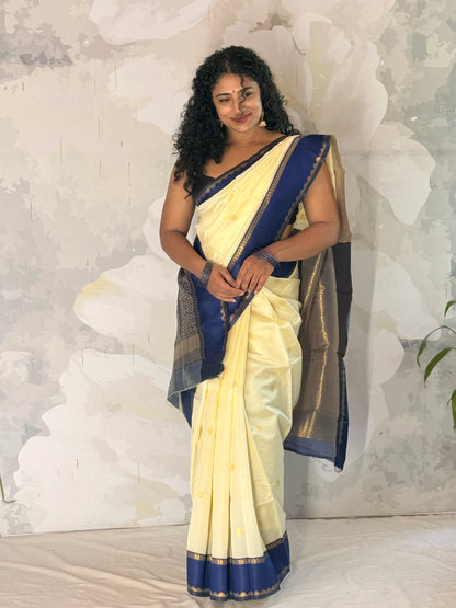 Semi Silk off white saree