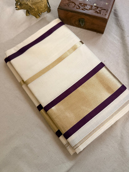 Stripe  Kerala Cotton saree