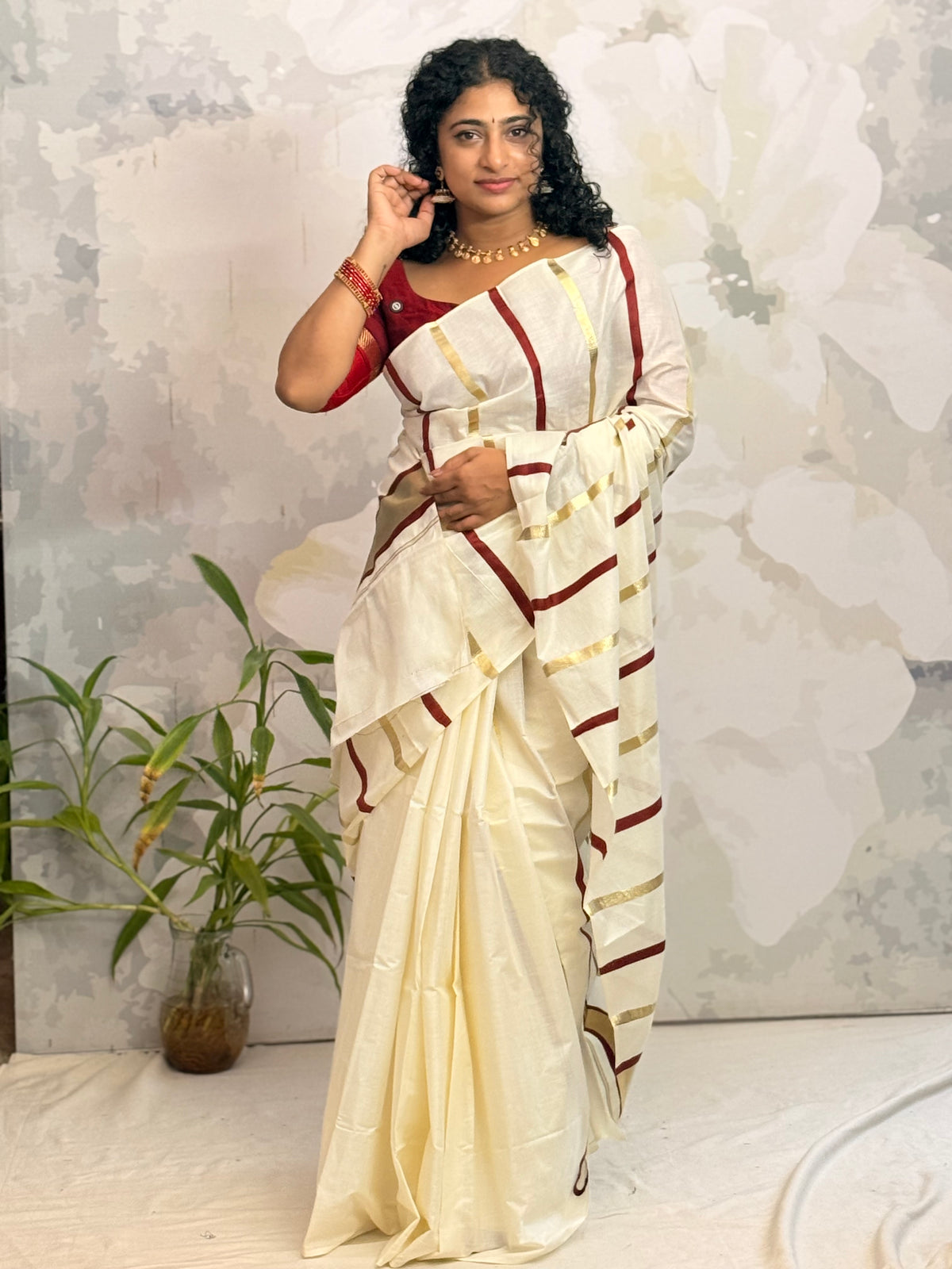 Stripe  Kerala Cotton saree