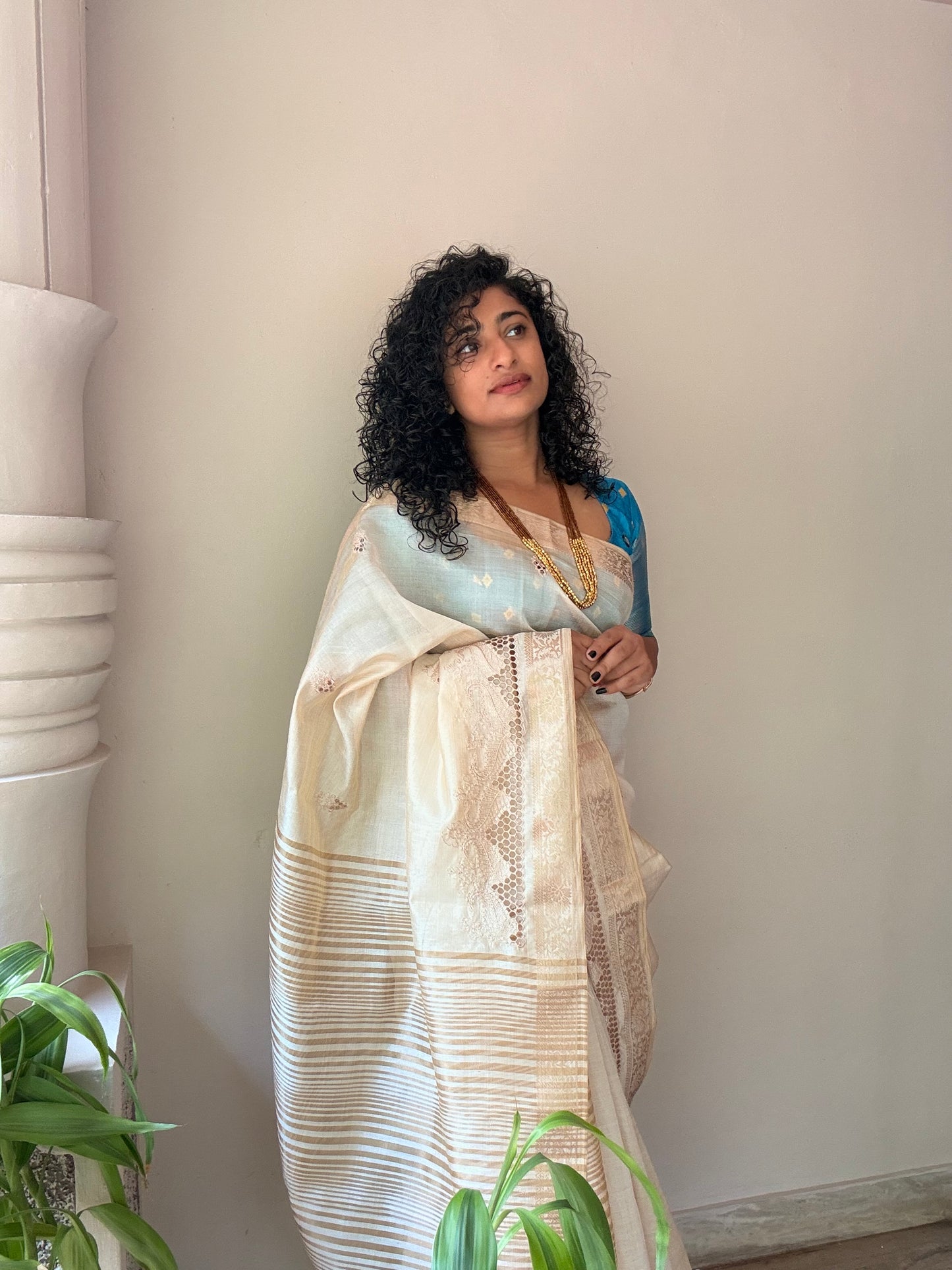 Cutwork  Semi Tussar Saree