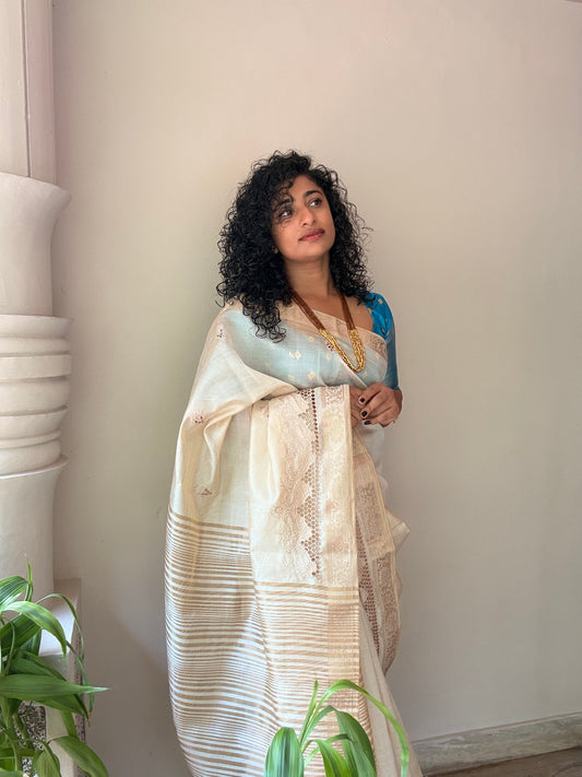 Cutwork  Semi Tussar Saree