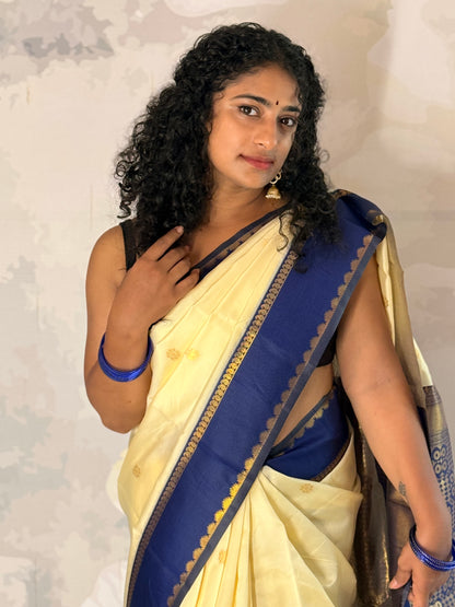 Semi Silk off white saree