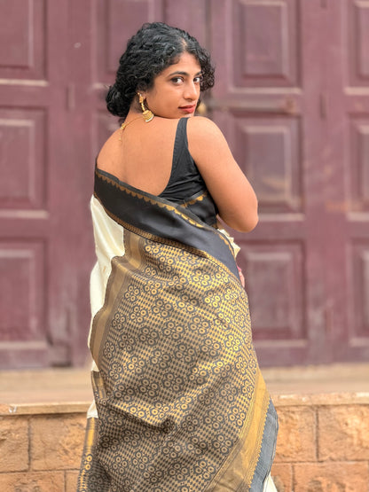 Semi Silk off white saree