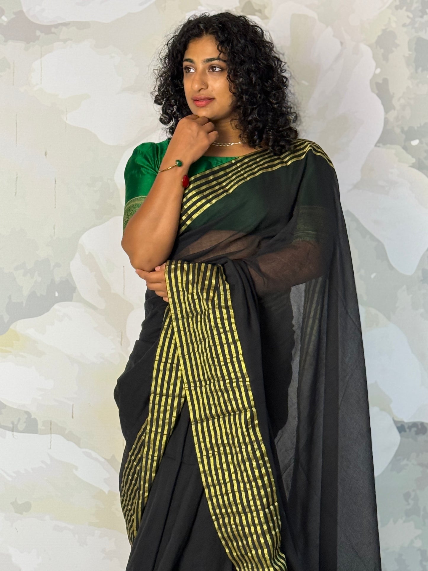 Mul Mul black saree