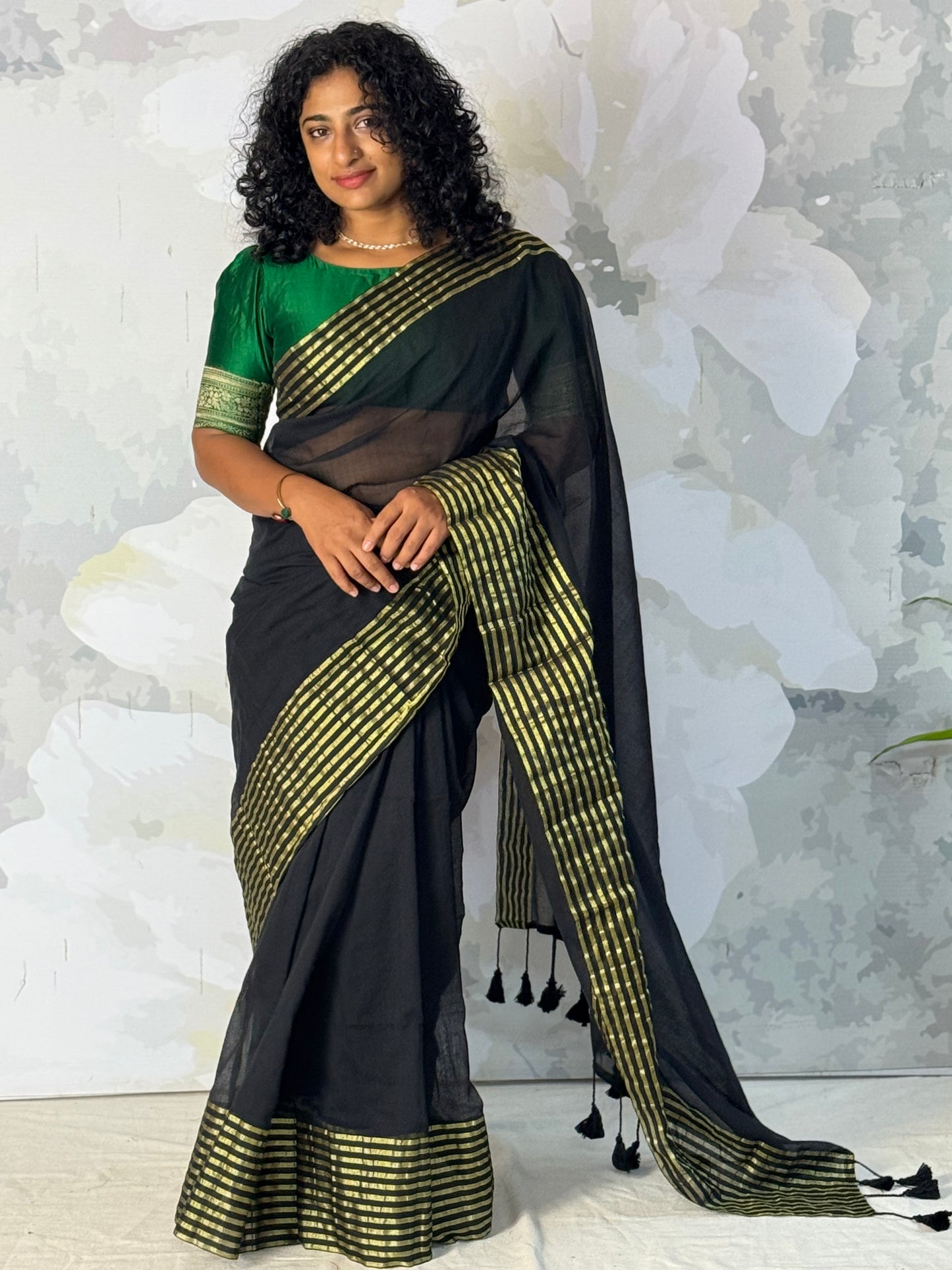 Mul Mul black saree