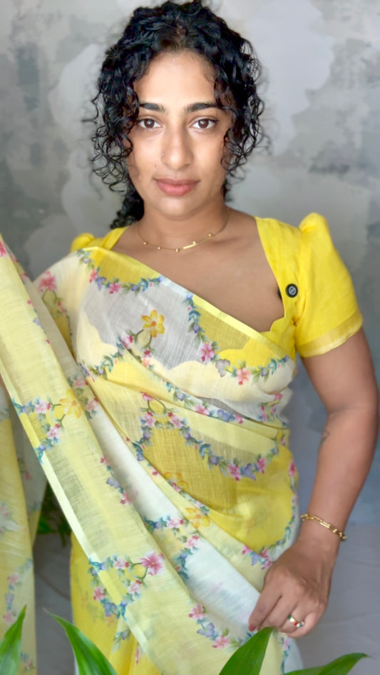 String semi linen saree