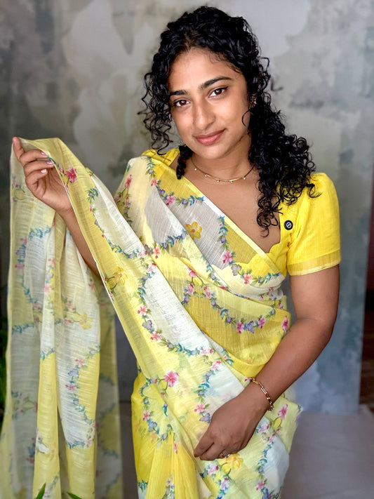 String semi linen saree