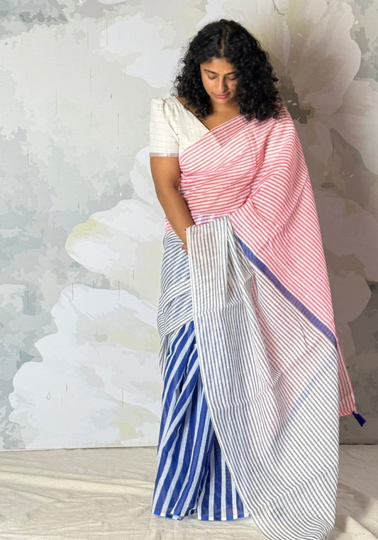 Stripe Semi Linen Saree